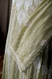 Green Mal Chanderi Anarkali Suit Set
