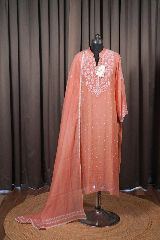 Rust Mal Chanderi suit set