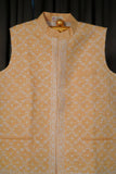 Yellow Khadi Tussar Chikankari Men Jacket