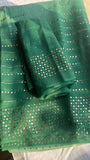 Green Ombre Organza Mukaish Saree