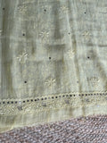 Lime Yellow Mal Chanderi Chikankari Men's Kurta Fabric