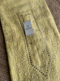 Lime Yellow Mal Chanderi Chikankari Men's Kurta Fabric