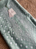 Pista Green Moonga Silk Chikankari Men's Kurta Fabric