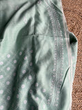 Pista Green Moonga Silk Chikankari Men's Kurta Fabric