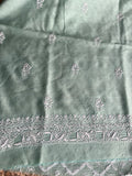 Pista Green Moonga Silk Chikankari Men's Kurta Fabric