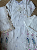 White Mal Chanderi Chikankari Suit
