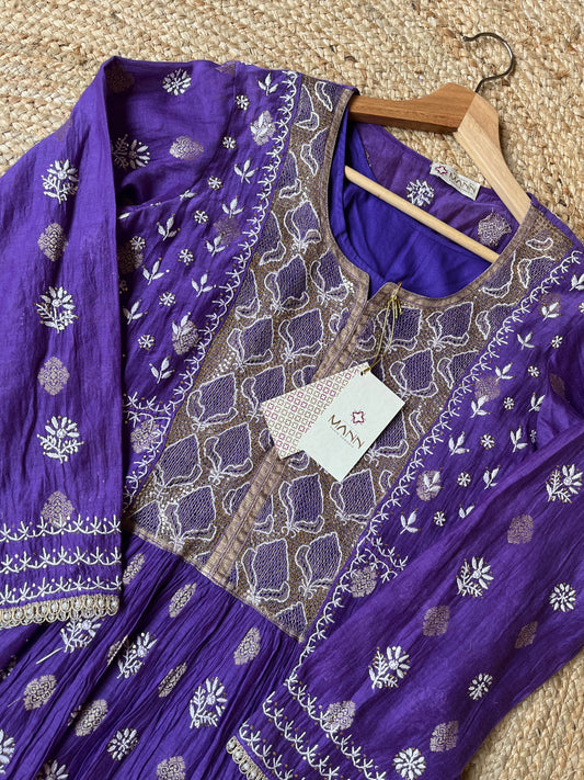Purple Mal Chanderi Kurta Set