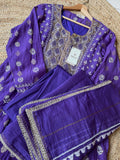 Purple Mal Chanderi Kurta Set