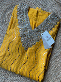 Golden Mustard Mal Mukaish Co-ord Set Suit