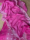 Raani Pink Ombre Mal Chanderi Chikankari Suit Set