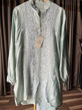 Pastel teal Green Moonga Silk Chikankari Co-ord Set