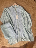 Pastel teal Green Moonga Silk Chikankari Co-ord Set