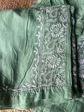 Green Chanderi Silk Chikankari Co-ord Set