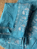 Turquoise Blue Chikankari Co-ord Set