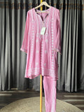 Pink Mal Chanderi Chikankari Co-ord Set