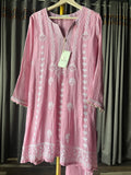 Pink Mal Chanderi Chikankari Co-ord Set