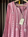 Pink Mal Chanderi Chikankari Co-ord Set