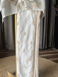 White & Brown Chanderi Silk Chikankari Co-ord Set
