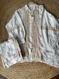 White & Brown Chanderi Silk Chikankari Co-ord Set