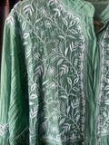 Green Mal & Chanderi Silk Chikankari Co-ord set