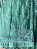 Green Mal & Chanderi Silk Chikankari Co-ord set