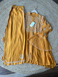 Mustard Yellow Mal & Chanderi Silk Chikankari Co-ord Set