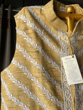 Mustard yellow Khadi Tussar Chikanakri Men's Jacket