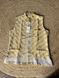 Mustard yellow Khadi Tussar Chikanakri Men's Jacket