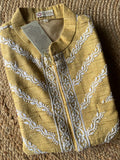 Mustard yellow Khadi Tussar Chikanakri Men's Jacket