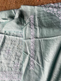 Teal Green Chanderi Silk Chikankari Men's Kurta Fabric