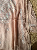 Powder Brown Mal Chanderi Chikankari Men's Kurta Fabric