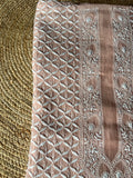 Powder Brown Mal Chanderi Chikankari Men's Kurta Fabric