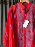 Red Mal Chanderi Chikankari Shirt Top