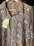 Brown Mal Chanderi Chikankari Shirt Top