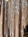 Brown Mal Chanderi Chikankari Shirt Top