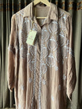 Brown Mal Chanderi Chikankari Shirt Top