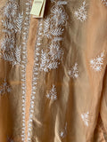 Dull Peach Organza Chikankari Shirt Top