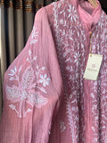 Pink Mal Chanderi Chikankari Top