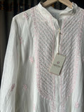 Ivory & Pink Mal Chanderi Chikankari Top