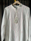Ivory & Pink Mal Chanderi Chikankari Top