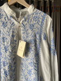 Ivory & Blue Mal Chanderi Top