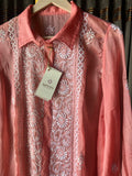 Coral Pink Pure Organza Chikankari Top