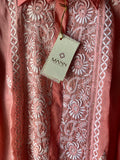 Coral Pink Pure Organza Chikankari Top