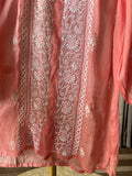 Coral Pink Pure Organza Chikankari Top
