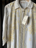Ivory & Yellow Mal Chanderi Chikankari Top