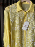 Lime Yellow Mal Chanderi Chikankari Top