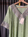 Mint Green Mal Chanderi Heavy Mukaish/Badla Co-ord Suit Set