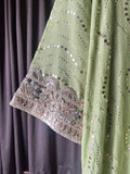 Mint Green Mal Chanderi Heavy Mukaish/Badla Co-ord Suit Set