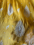 Bright Yellow Mal Chanderi Chikankari Angrakha Suit Set