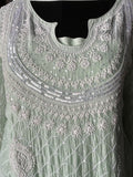 Light Pastel Green Mal Chanderi Chikankari Suit Set